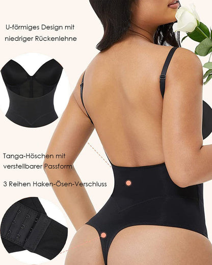 Shapshe® Damen Bauchweg Tanga Durchsichtiges Mesh Korsett-Oberteil Rückenfreier Bodysuits