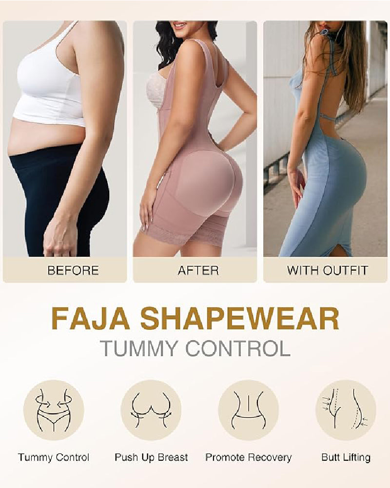 Shapshe® Hohe Kompressions-Shapewear mit Reißverschluss vorne und mittlerem Oberschenkel