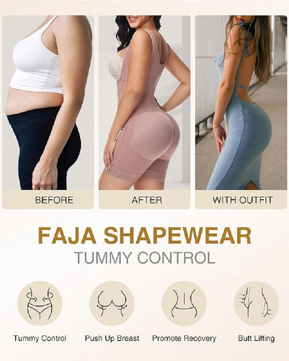 Shapshe® Hohe Kompressions-Shapewear mit Reißverschluss vorne und mittlerem Oberschenkel
