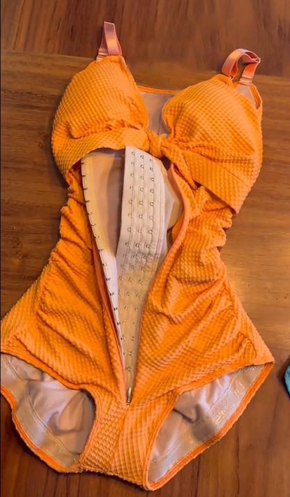 Shapshe® Damen Bauchweg Badeanzug Cut-Out Knoten Vorne Push Up Eingebauter Shapewear Badeanzug