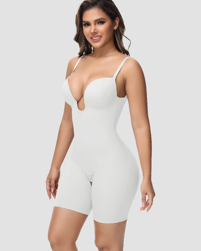 Shapshe® Damen U-Plunge Trägerlos Bodysuit Bauchkontrolle Integriertem BH Shapewear