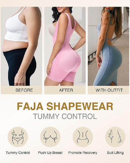 Shapshe® Hohe Kompressions-Shapewear mit Reißverschluss vorne und mittlerem Oberschenkel