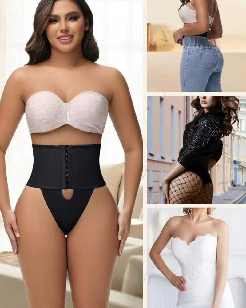 Shapshe® Shapewear mit Öffnung Vorn und Bauchkontroll-Höschen mit Spitzenbesatz