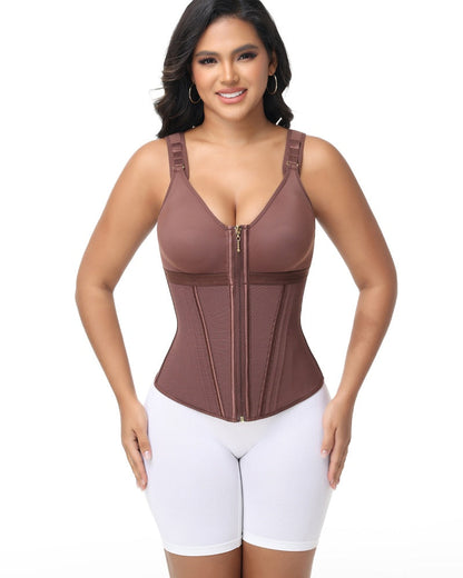 Shapshe® Damen Stäbchen Latex Reißverschluss Korsett Bauchkontrolle Body Shaper Weste Mit BH