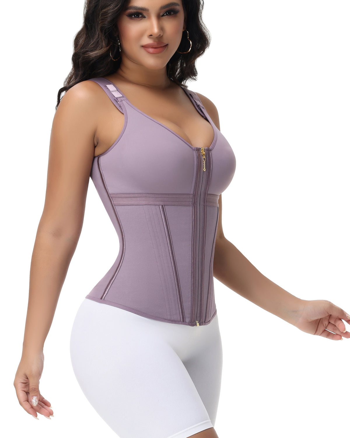 Shapshe® Damen Stäbchen Latex Reißverschluss Korsett Bauchkontrolle Body Shaper Weste Mit BH